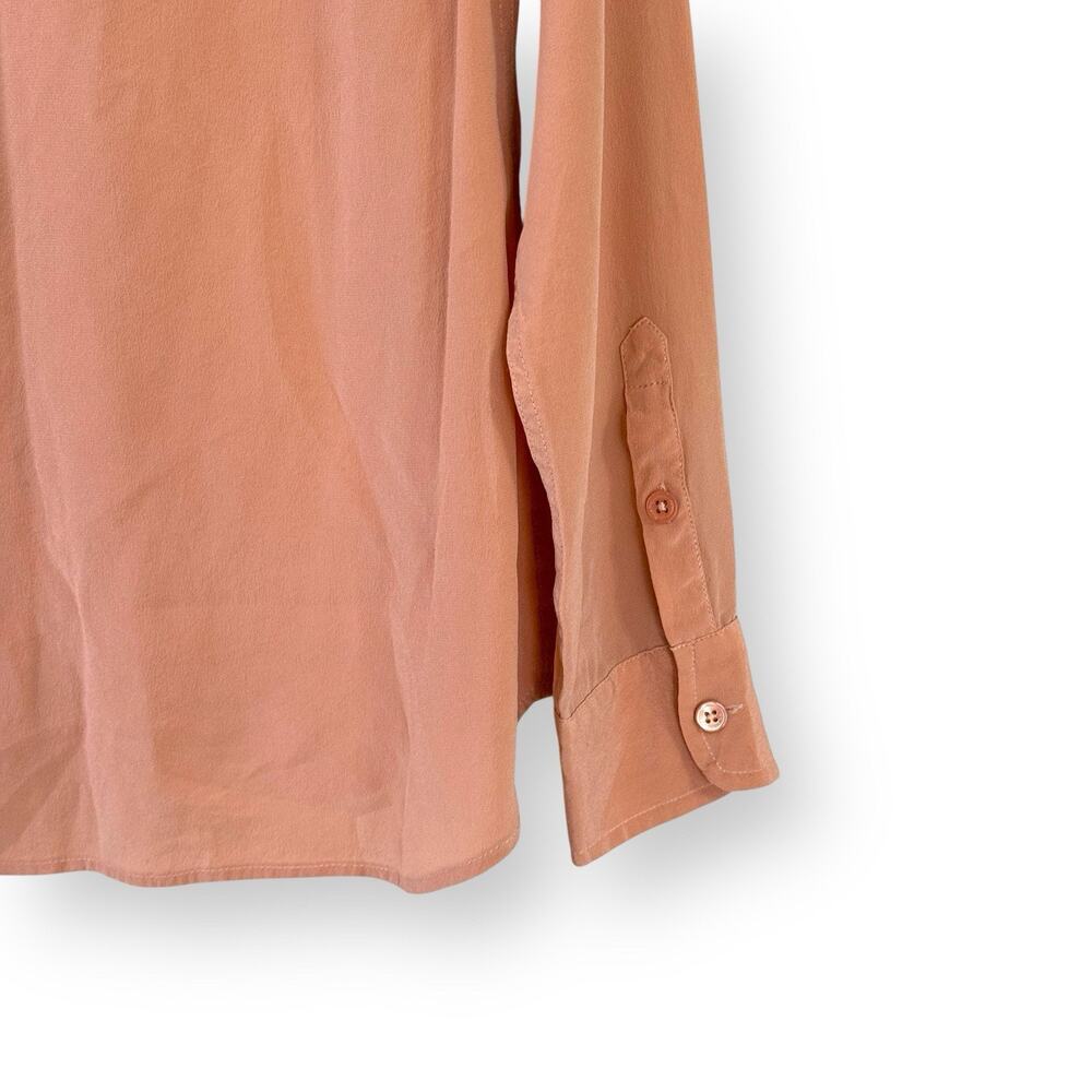 Equipment Silk Blouse Size Small Peach Orange Long Sleeve Button Up Top Shirt - Picture 5 of 11